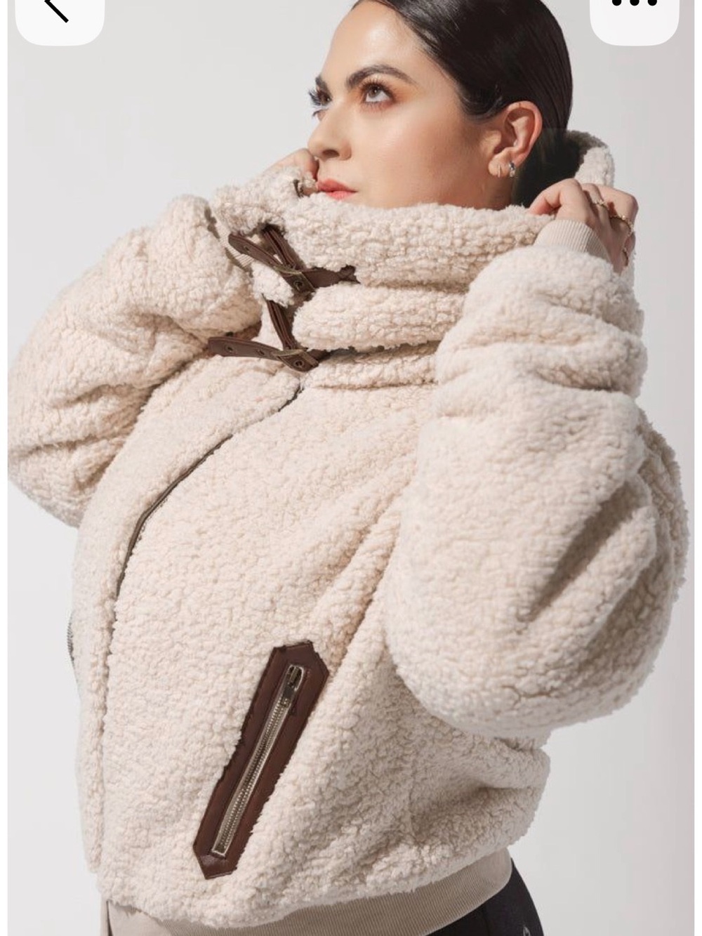 POPFLEX Kinsey Bonber Cozy Cream Sherpa Jacket with High Collar